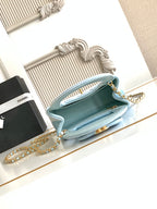 cc 24a nano 19cm kelly shopper bag light blue velvet