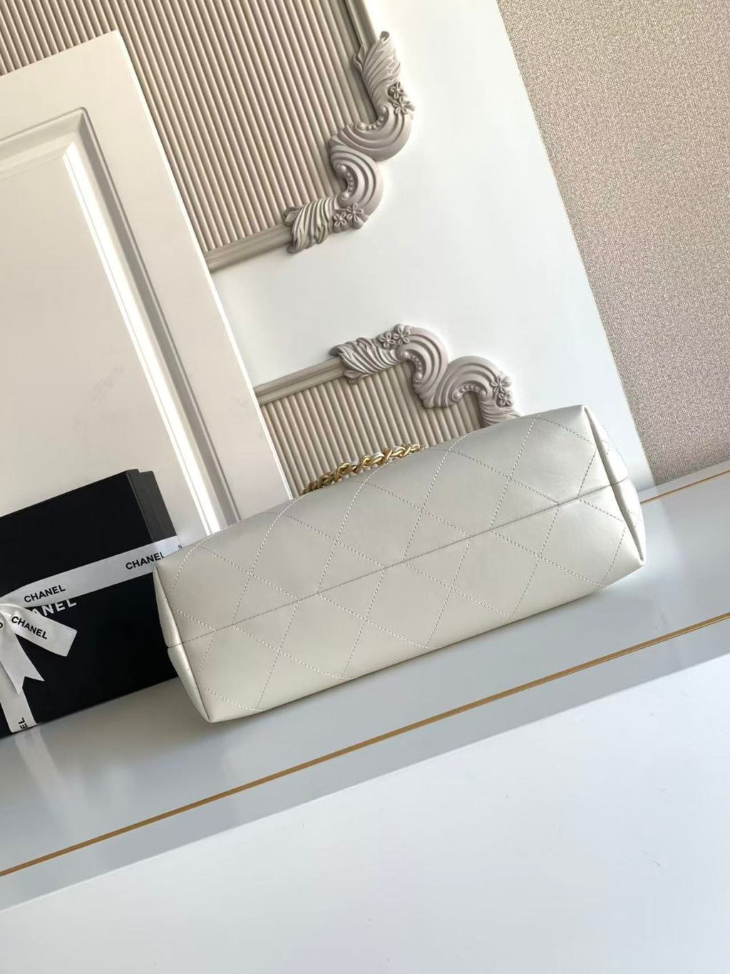 Chanel 2026 Hippie Hobo Bag 35cm White Calfskin 326214