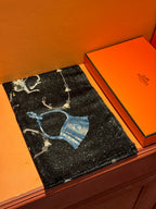 HM 25s Radiant Scarf 200cm Black Blue Cashmere Silk 962392
