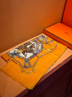 HM 25s Radiant Scarf 200cm Orange Brown Cashmere Silk 962395
