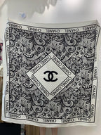 CC 25 Scarf 135cm White  Black Cashmere Mulberry Silk 965404