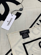CC 25 Scarf 135cm White  Black Cashmere Mulberry Silk 965404