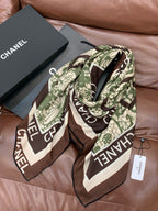CC 25s Scarf 140cm Green Brown Cashmere 965406