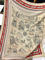HM 25s Sailor Tattoo Scarf 140cm Red White Black Cashmere Silk 967418