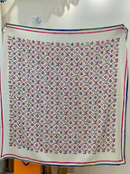 LV Double-Sided Shawl Scarf 135cm Ivory Pink Cashmere 968792