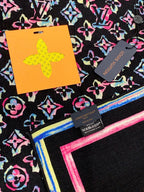 LV Double-Sided Shawl Scarf 135cm Black Pink Colorful Cashmere 968795