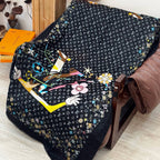 LV Glowing Scarf 200cm Black Colorful Cashmere 970879