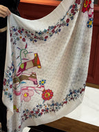 LV Glowing Scarf 200cm White Colorful Cashmere 970880