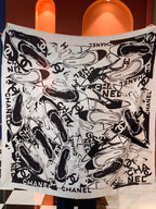 CC 25 Reversible Scarf 135cm Black White Cashmere 970901