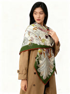 HM 25s Rainbow Scarf 140cm Green Colorful Cashmere Silk 970926