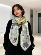 HM 25s Rainbow Scarf 140cm Beige Colorful Cashmere Silk 970927