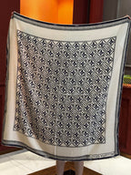 LV Velvet Square Scarf 135cm Black White Cashmere 970941