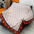 LV Velvet Square Scarf 135cm White Orange Cashmere 970947