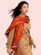 HM 25s Amazing Reversible Scarf 140cm Orange Cashmere Silk 970958