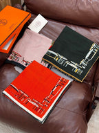 HM 25s Amazing Reversible Scarf 140cm Orange Cashmere Silk 970958
