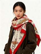HM Starry Night Chorus Scarf 140cm Red Beige Cashmere 970971