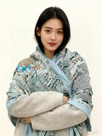 HM 25s The King Scarf 140cm Blue Black Cashmere 973040
