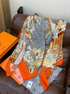 HM 25s The King Scarf 140cm Orange Multicolor Cashmere 973041