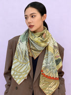 HM 25s The King Scarf 140cm Green Pink Cashmere 973043