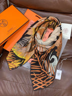 HM 25s The King Scarf 140cm Brown Black Cashmere 973046