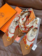 HM 25s The King Scarf 140cm White Brown Cashmere 973049