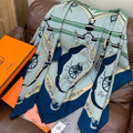 HM 25s The King Scarf 140cm Blue Colorful Cashmere 973052