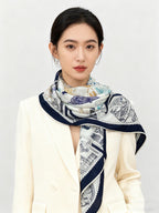 HM 25s Scarf 140cm Black Light Blue Cashmere 973061