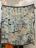 HM 25s Scarf 140cm Black Light Blue Cashmere 973061