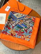 HM 25s Reversible Scarf 140cm Orange Blue Cashmere 976227