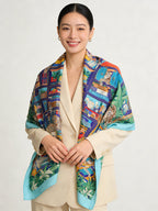 HM 25s Reversible Scarf 140cm Green Blue Cashmere 976229