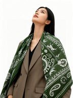 HM 25s Reversible Scarf 140cm Green Cashmere 976273