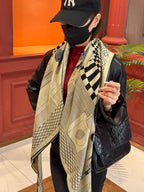 HM 25s Reversible Scarf 140cm Beige Black Cashmere 976278