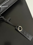 Bottega Veneta 2026 Corriere Zipped Messenger Bag Black Calfskin 136949