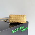 Bottega Veneta 2026 Concert Pouch Bag 18.5 Gold Metallic Intrecciato Leather
