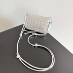 Bottega Veneta 2026 Concert Pouch Bag 18.5 Silver Intrecciato Leather 137078