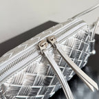 Bottega Veneta 2026 Concert Pouch Bag 18.5 Silver Intrecciato Leather 137078