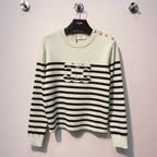 Celine 25 Striped Sweater Cream Black Wool 293418