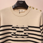 Celine 25 Striped Sweater Cream Black Wool 293418