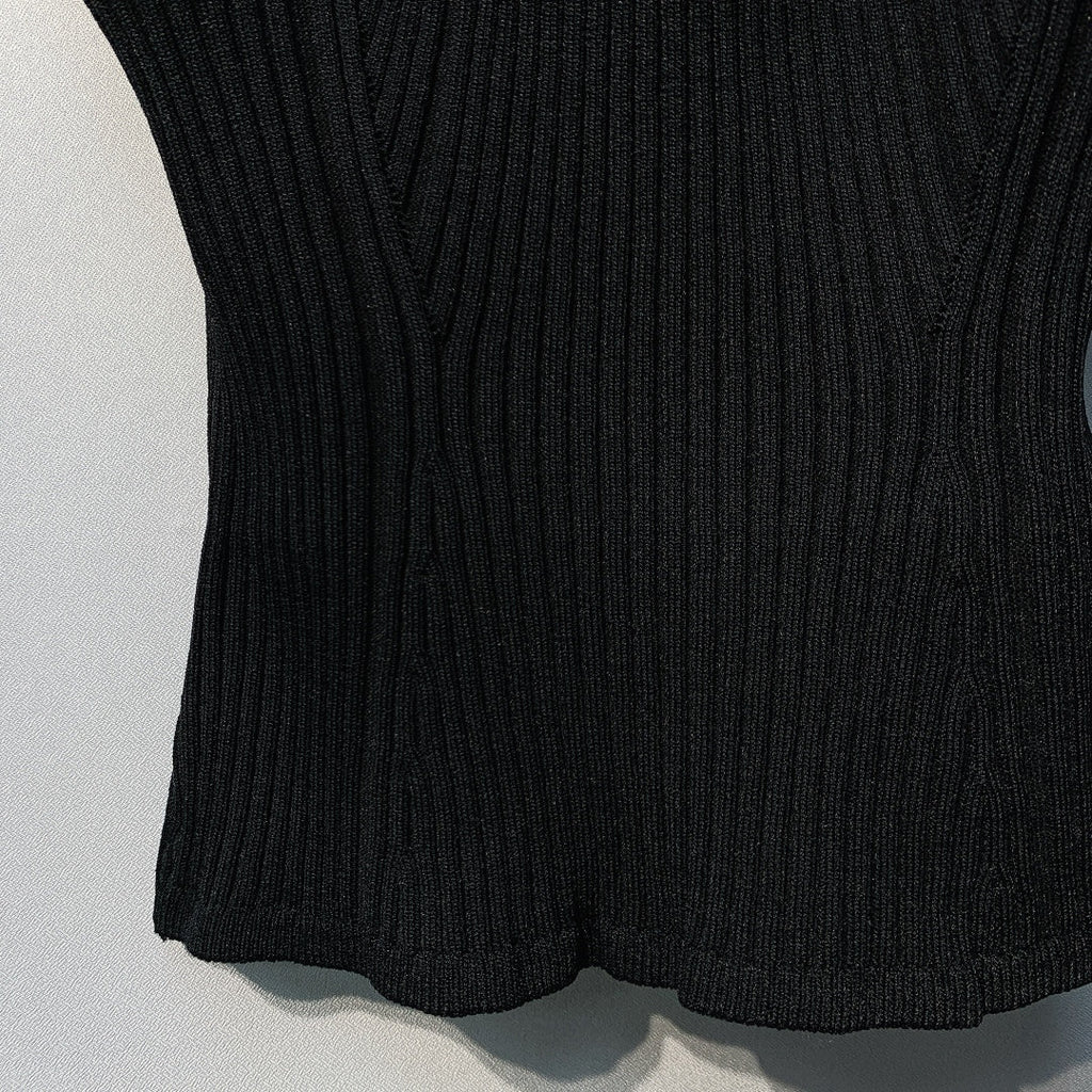 Chanel 2026 Knit Camisole White and Black Polyester Viscose