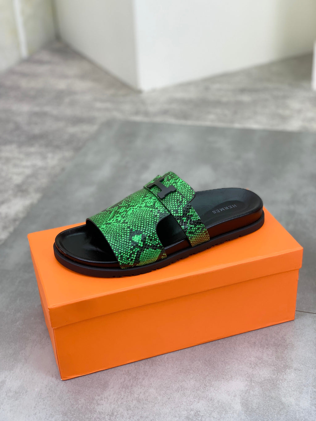 HM Men's Slide Green Cowhide 616258