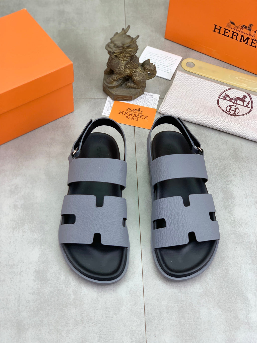 HM Men's Genius Sandals Grey Calfskin 645504