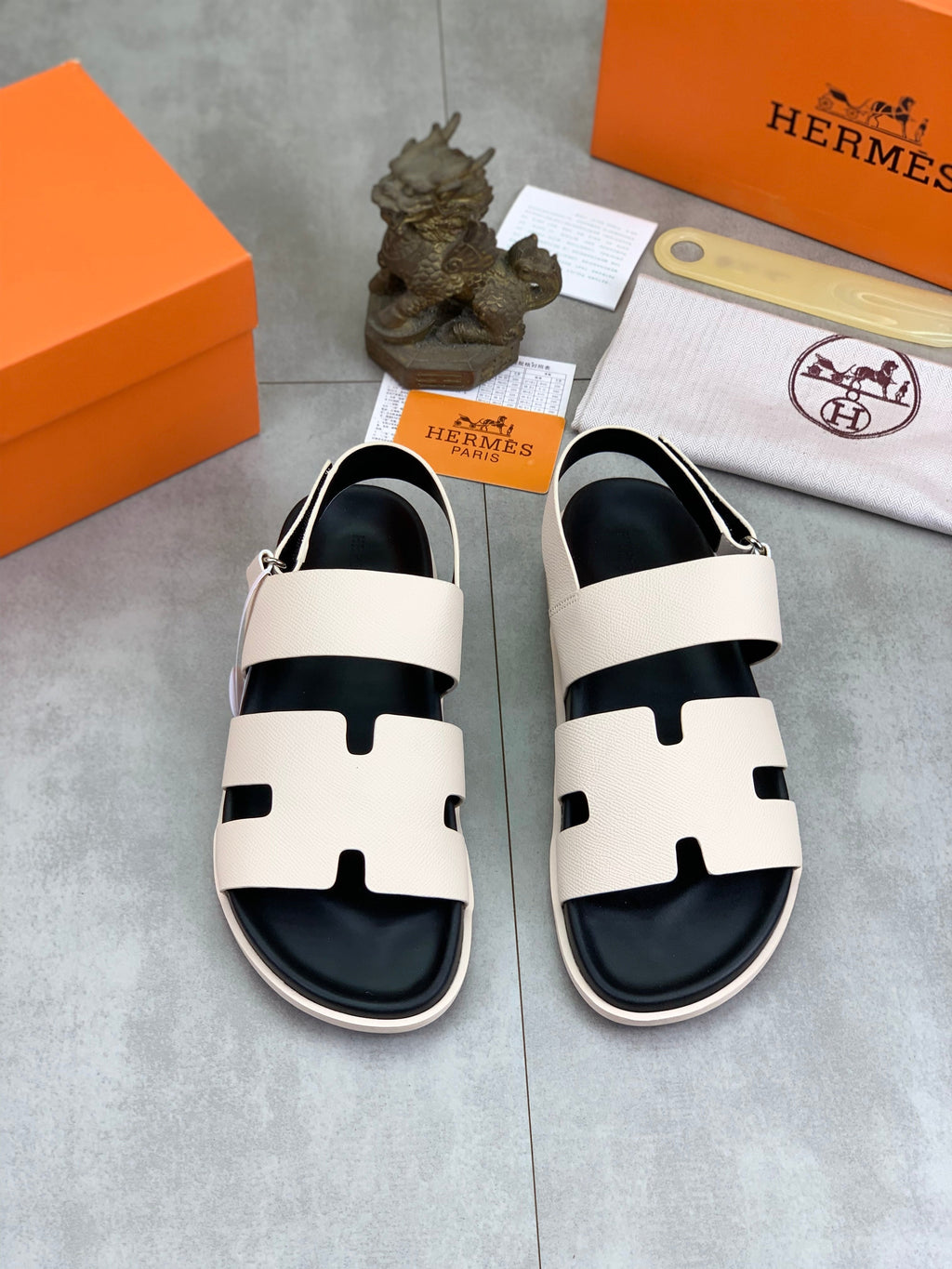 HM Men's Chypre Sandals White Calfskin 645506