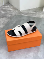HM Men's Chypre Sandals White Calfskin 645506