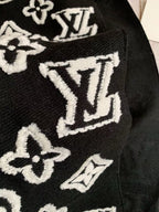 LV 3D Scarf 220cm Black White Cashmere 973417