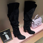 YSL 2025 Round-toe Straight-leg Martin Boot Black Suede 574007