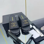 CC 25 Flatform Slide Black Leather  238491