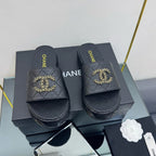 CC 25 Flatform Slide Black Leather  238491