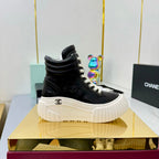 Chanel 2025 High-Top Sneakers Black White Cowhide 469794