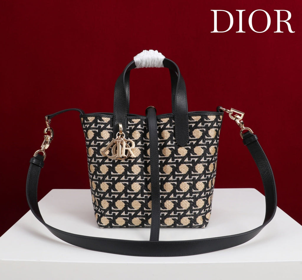 CD Toujours Vertical Small Bag 19Diamond Black Beige Leather