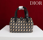 CD Toujours Small Bag 23 Diamond Black Beige Leather  280283